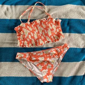 CUPSHE floral smocked bandeau bikini